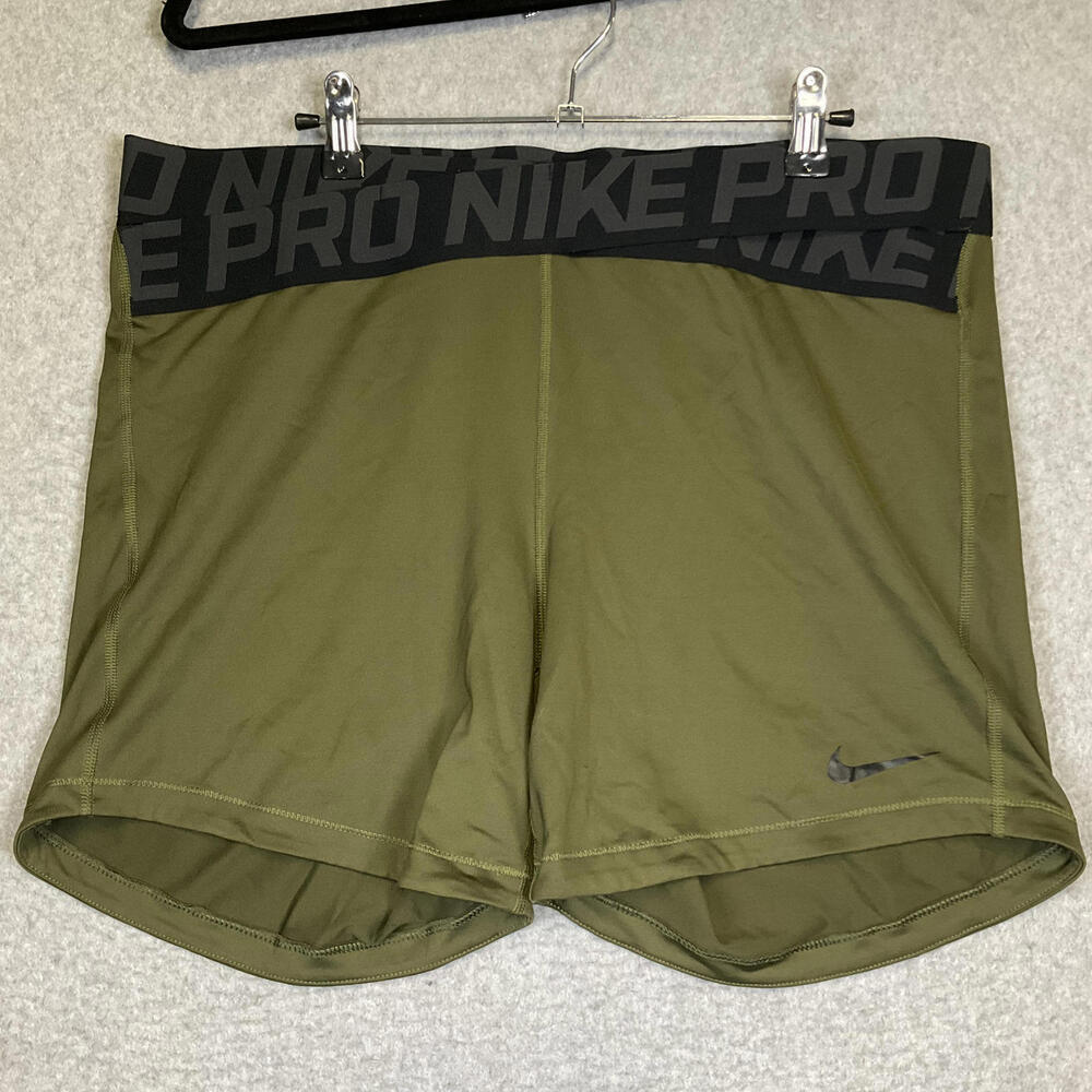 Nike Pro Women's 3" Compression Shorts Compress Training Olive XXL AO9977-222